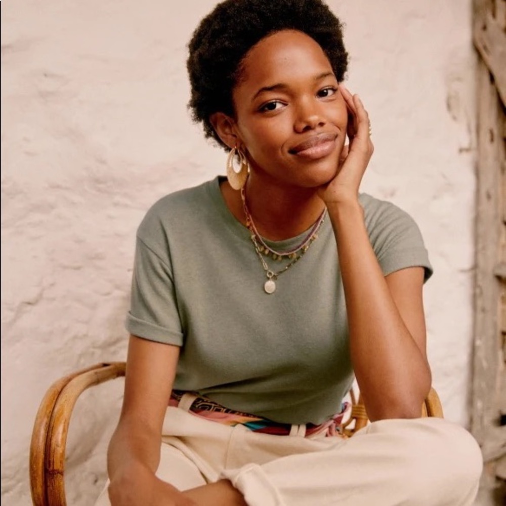 Sezane Green Short Sleeve Tee